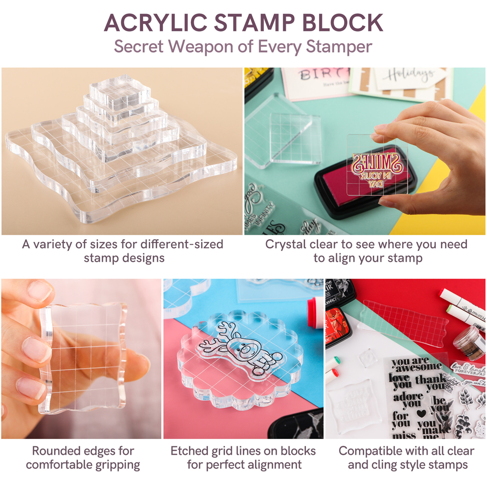 3pcs Clear Acrylic Stamp Block - огляд і ціна Photo Acrylic Block