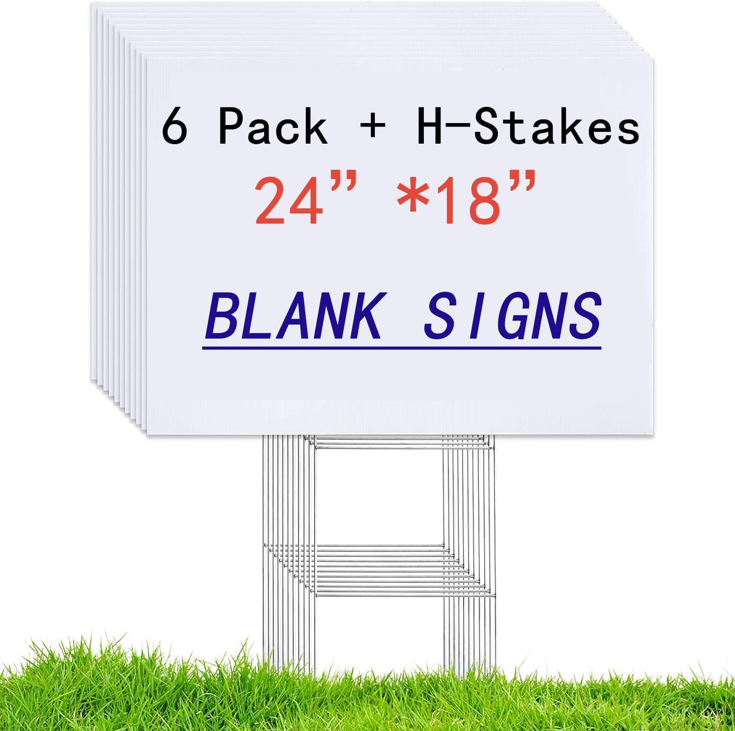 6 Pack 24x18 White Blank Lawn  - огляд і ціна Yard Sign Blank