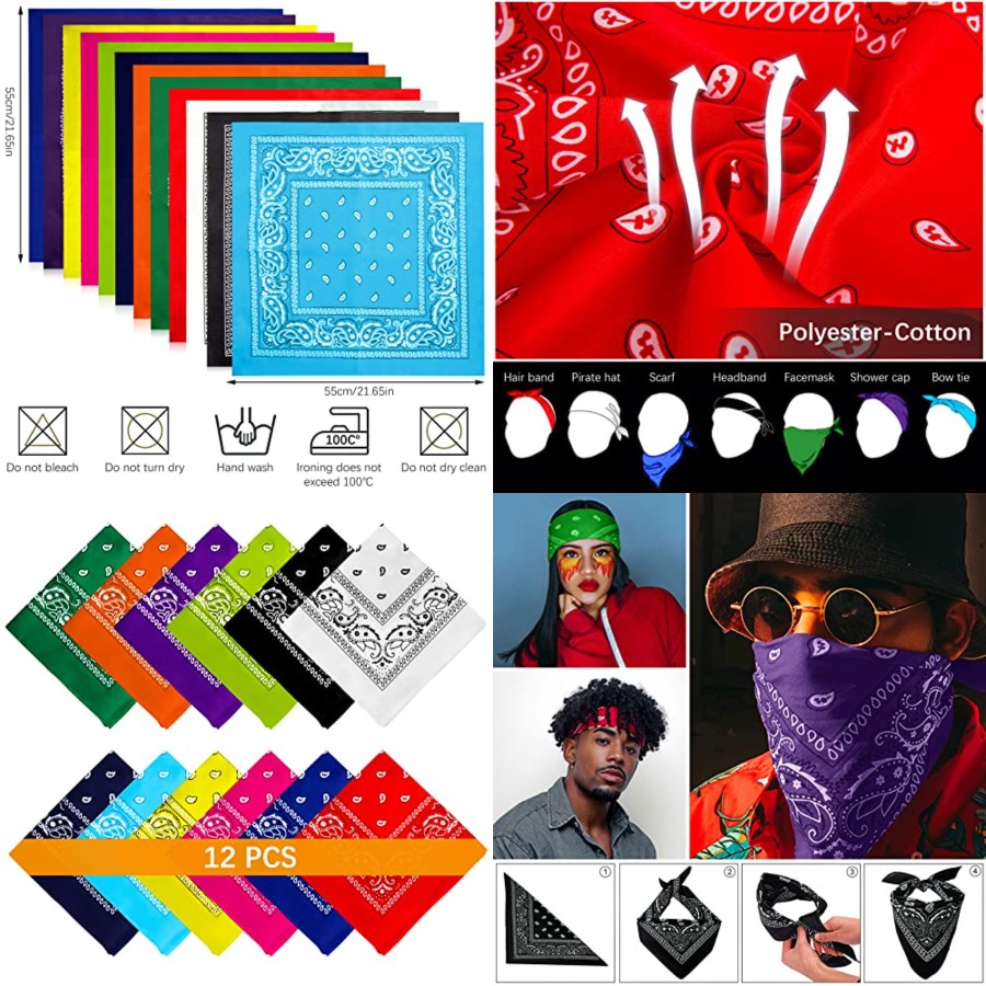 12- Bandanas for Men Women Pai - огляд і ціна Bandana Blank White
