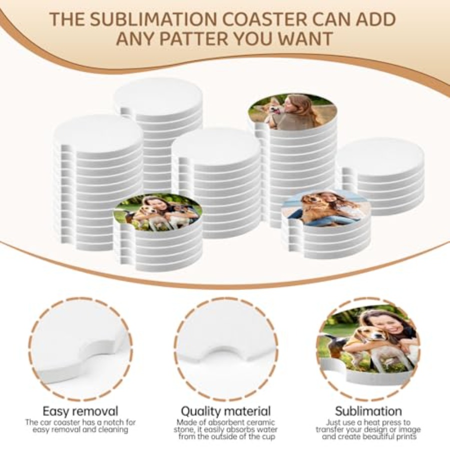 312 Pcs Ceramic Car Coasters 2 - огляд і ціна Coaster Sublimation Blank