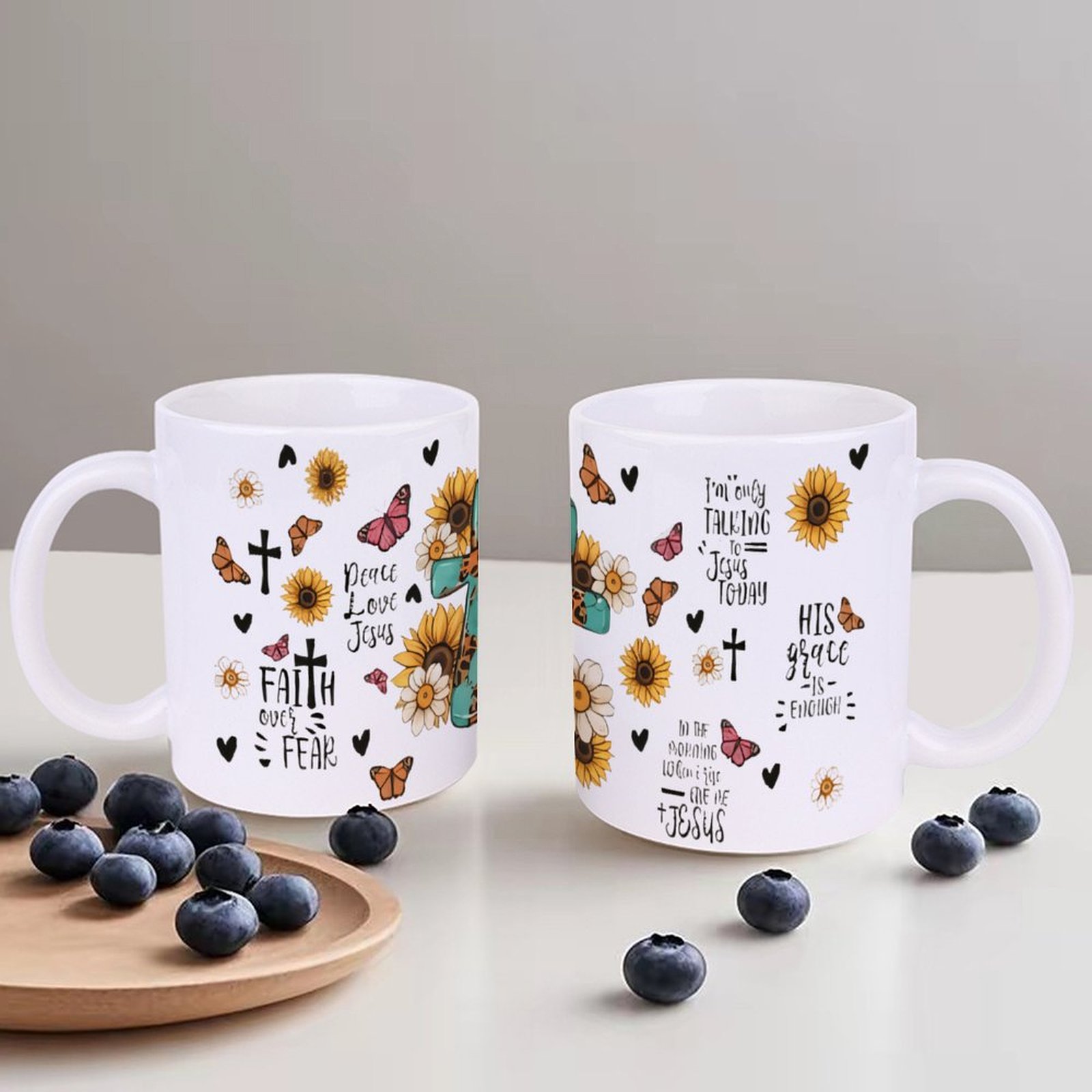 A Cross Surrounded By Sunflowe - огляд і ціна Sublimation Mug White