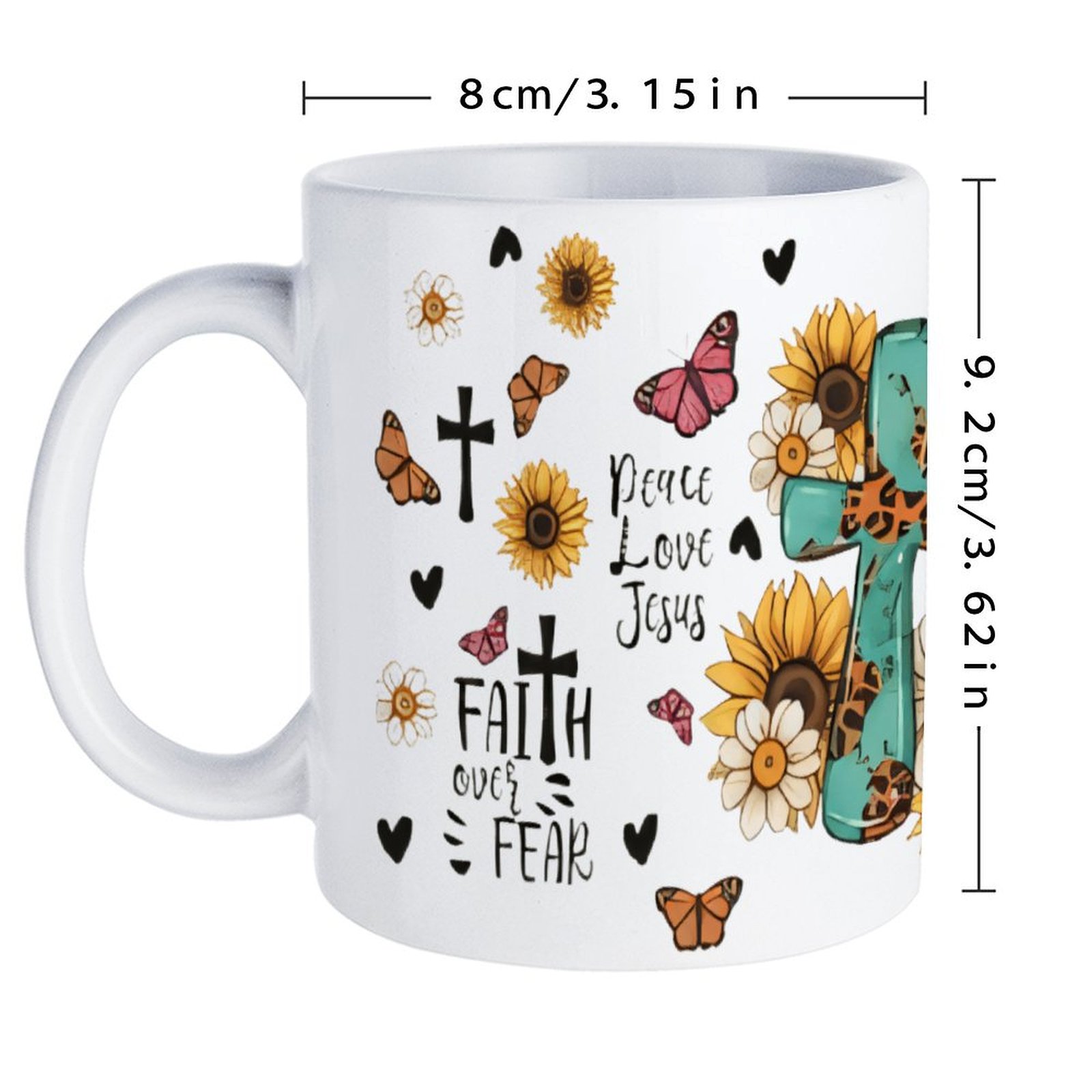 A Cross Surrounded By Sunflowe - огляд і ціна Sublimation Mug White