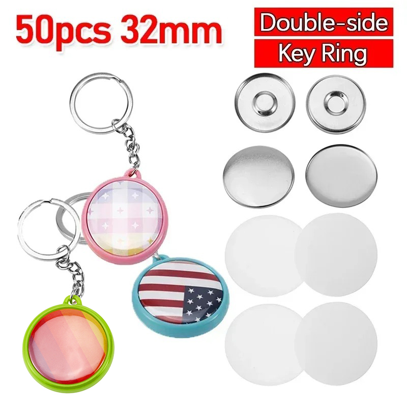 50pcs/Set 32mm Double-side Key - огляд і ціна Button Badge Blank