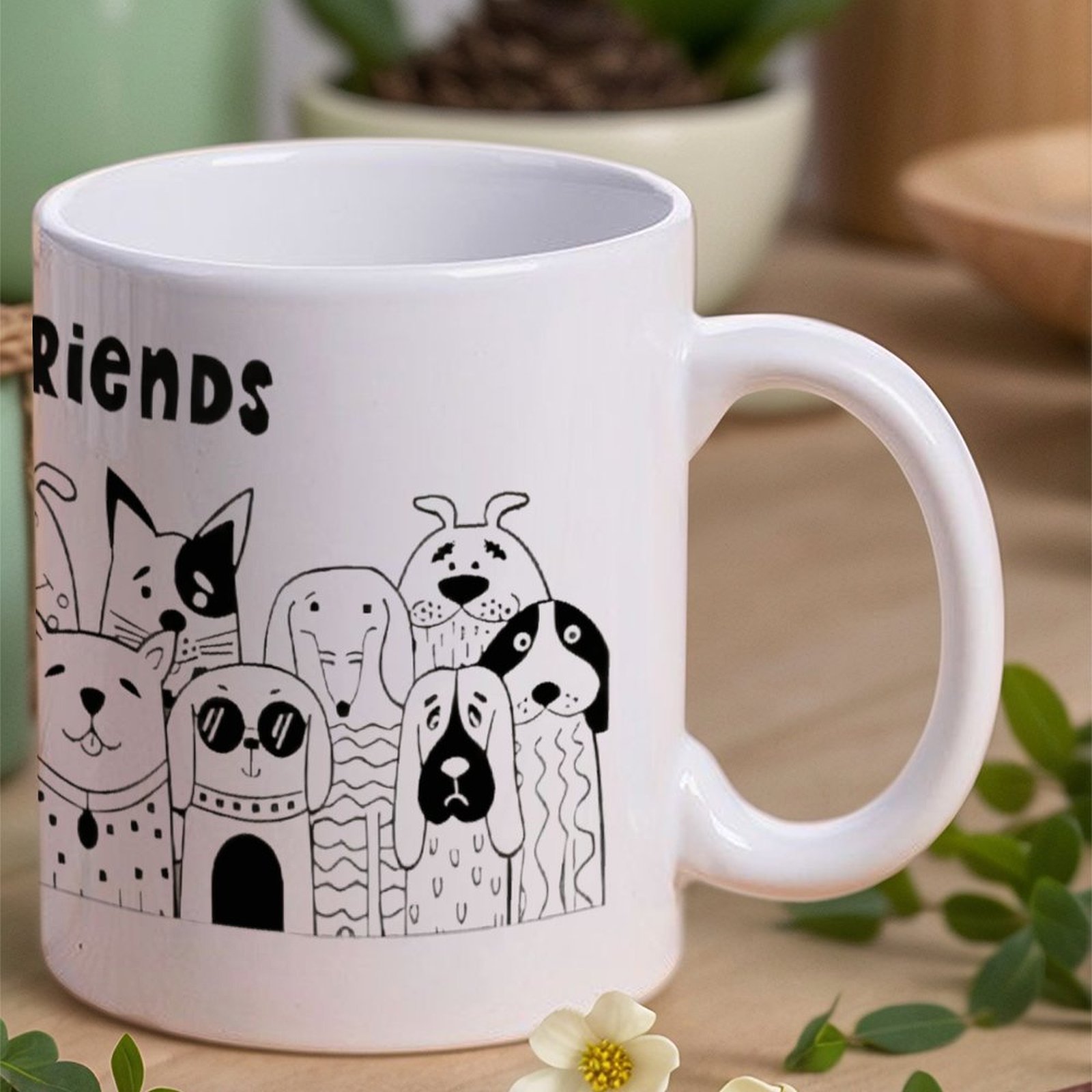 Illustration Of Dogs With The  - огляд і ціна Sublimation Mug White