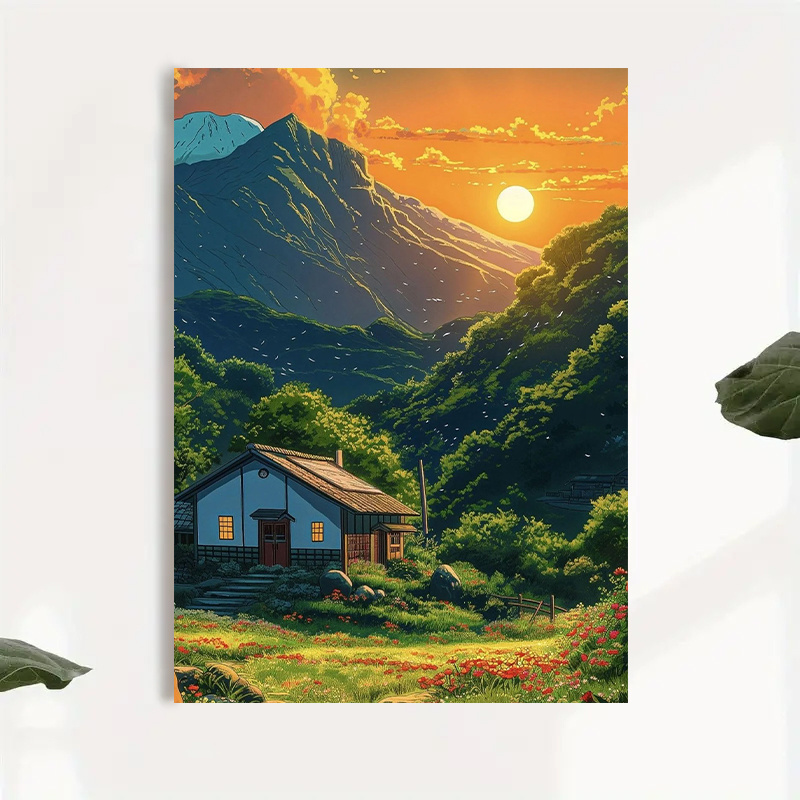 1pc Mountain Cabin Sunset Canv - огляд і ціна Canvas Wrap Ready